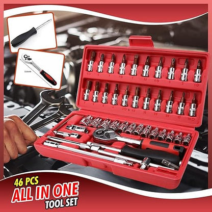 46-Pcs All-in-One Socket & Ratchet Tool Set – Professional Repair Kit